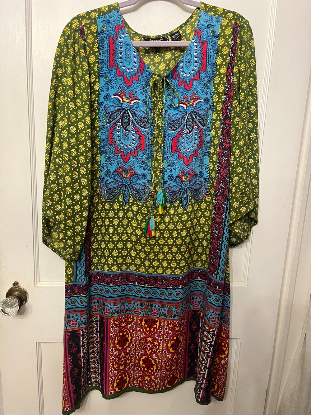 Ananda's Collection Green & Turquoise Boho Tunic Dress